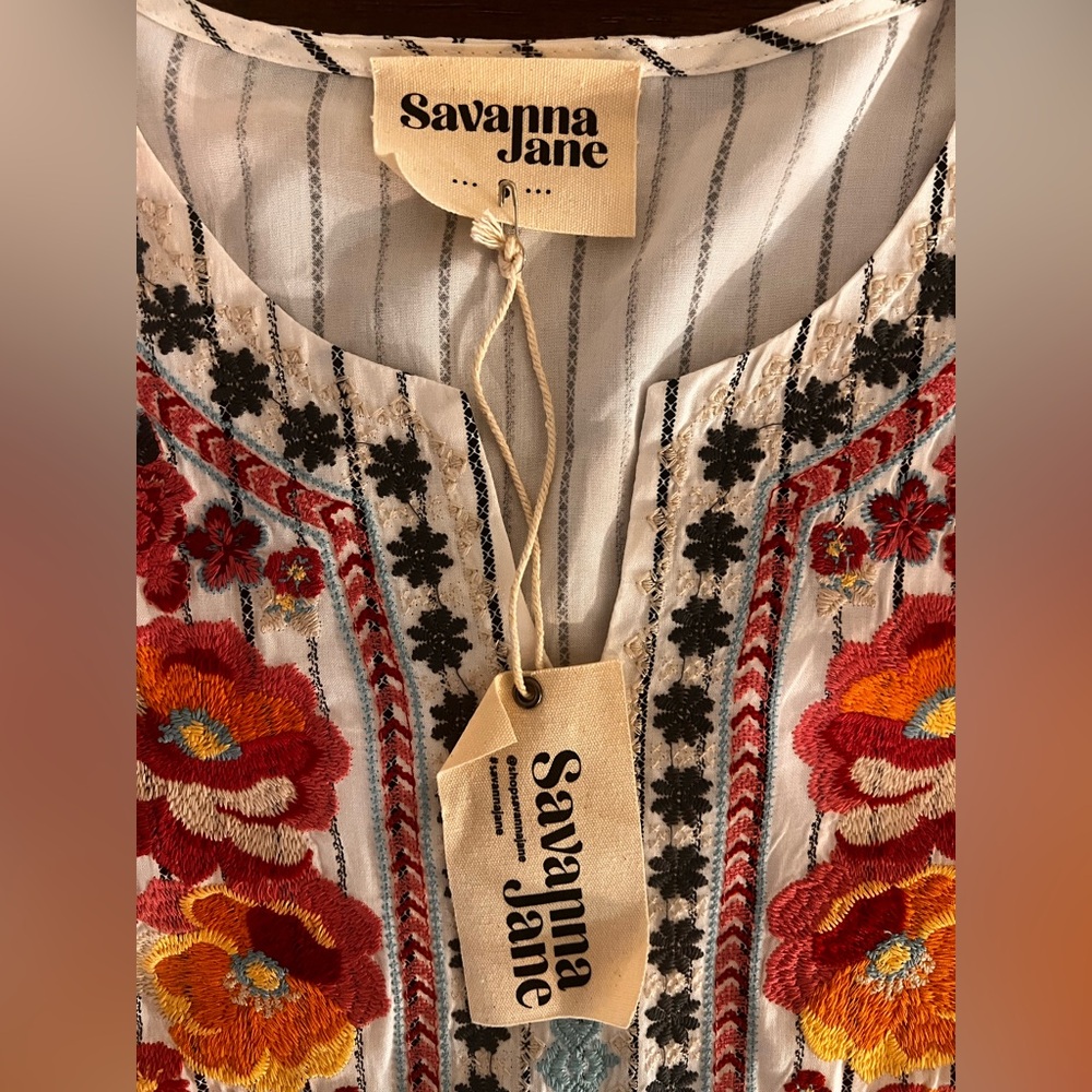 Savanna Jane Floral Embroidered Blouse - White and Red - Picture 3 of 11